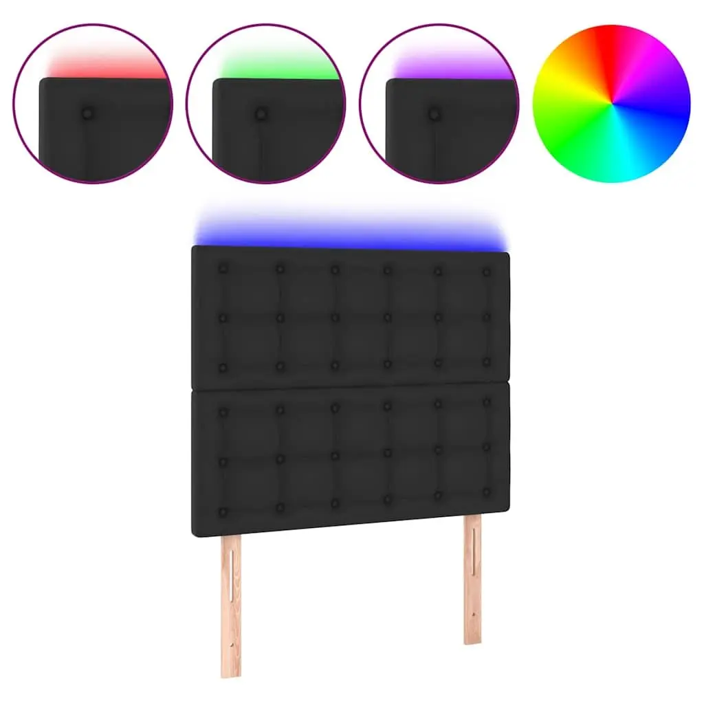 LED Headboard 80 cm Black Faux Leather Bed Frame Modern Bedroom Wall Mount