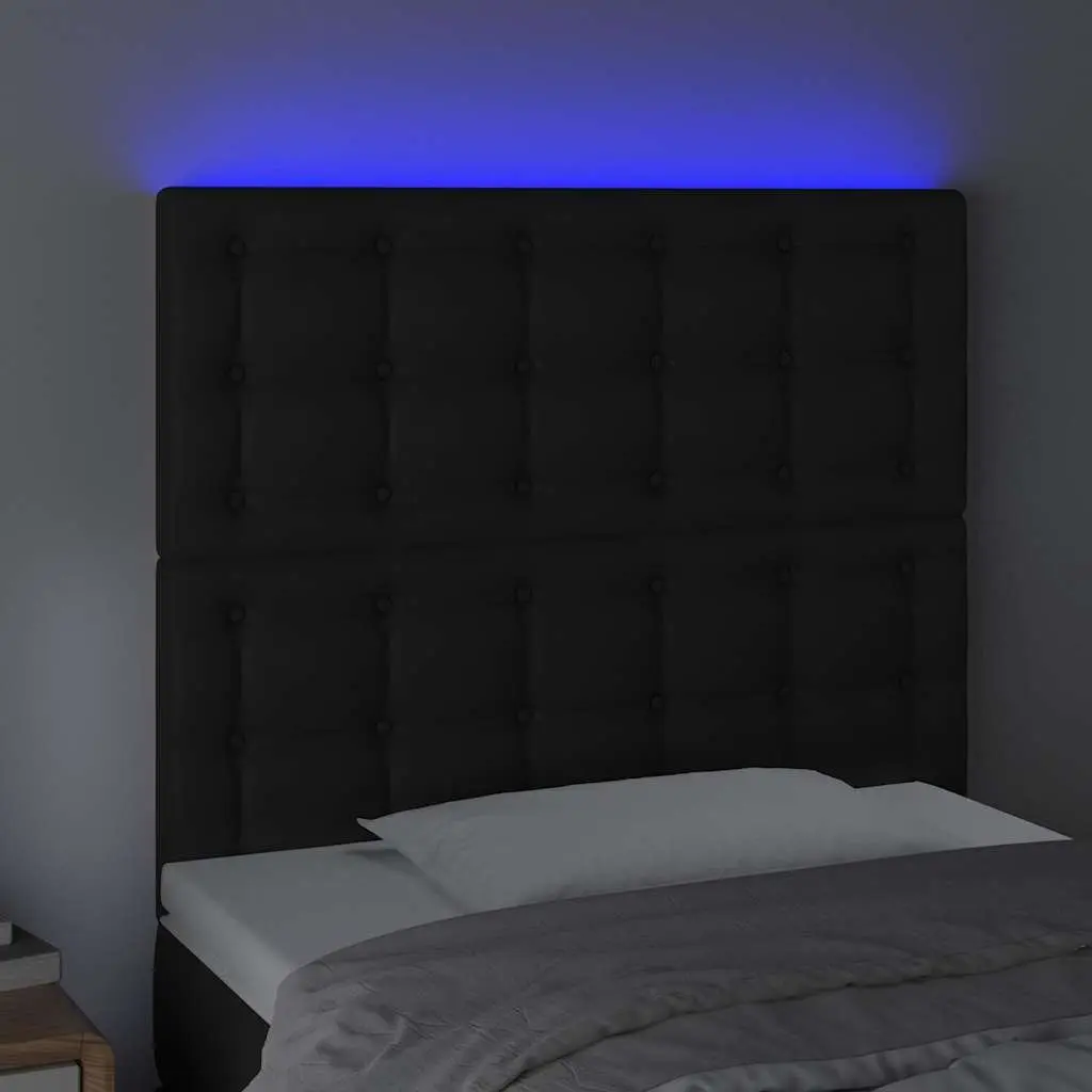 LED Headboard 80 cm Black Faux Leather Bed Frame Modern Bedroom Wall Mount