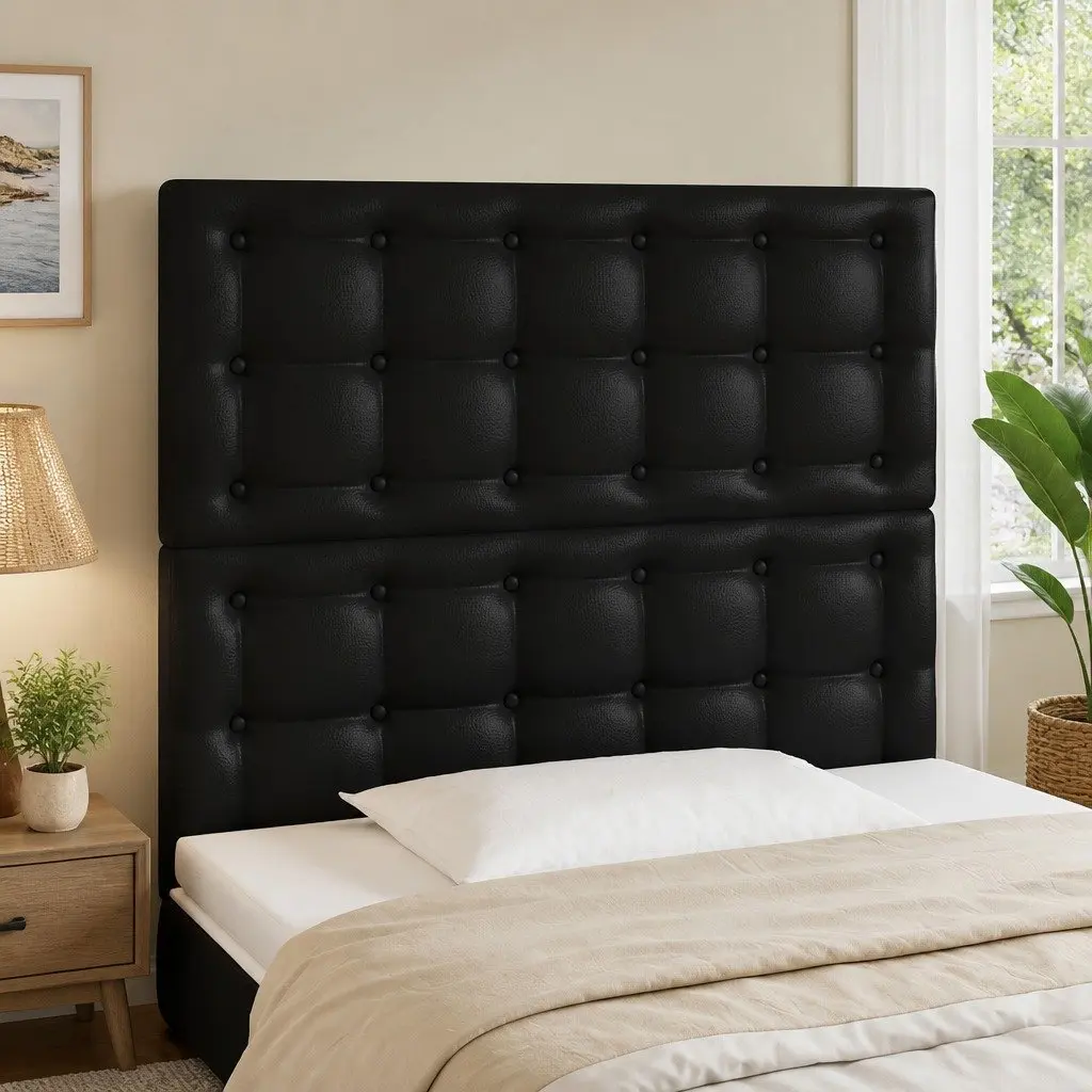 LED Headboard Black 100cm Modern Bedroom Faux Leather with Colorful Lights