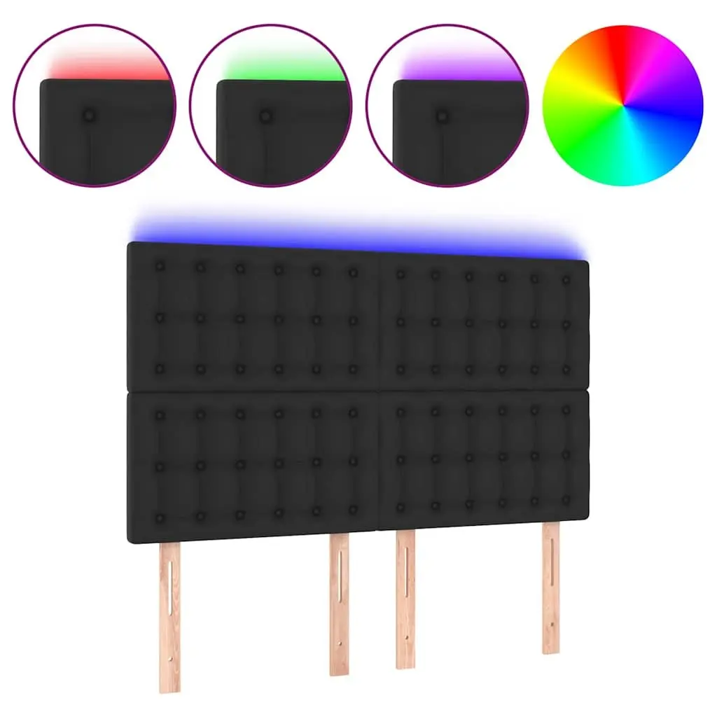 LED Headboard Adjustable Black Faux Leather 144cm Modern Wall Mount with Coloured Lighting