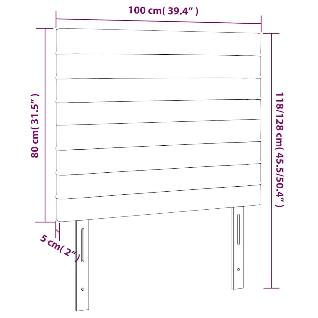 LED Headboard 100cm Grey Fabric Adjustable Height Bedroom Durable Modern