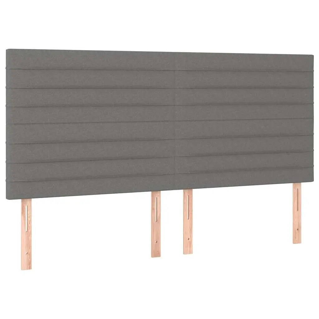 LED Headboard 160cm Dark Grey Fabric Bed Adjustable Height Modern Bedroom