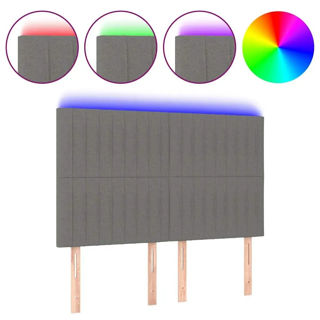 LED Headboard Dark Grey Fabric Adjustable Height 144cm with Colourful Lighting