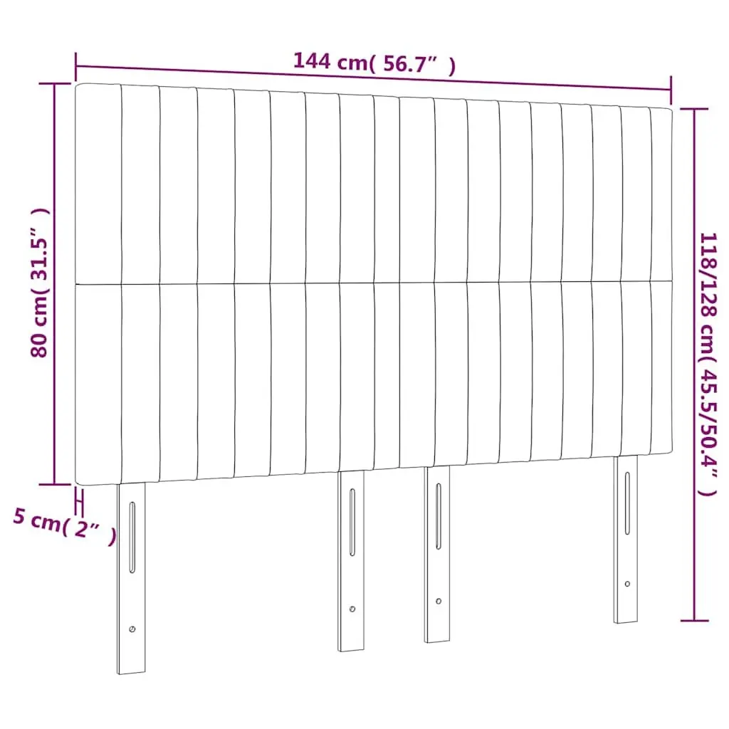 LED Headboard Dark Grey Fabric Adjustable Height 144cm with Colourful Lighting
