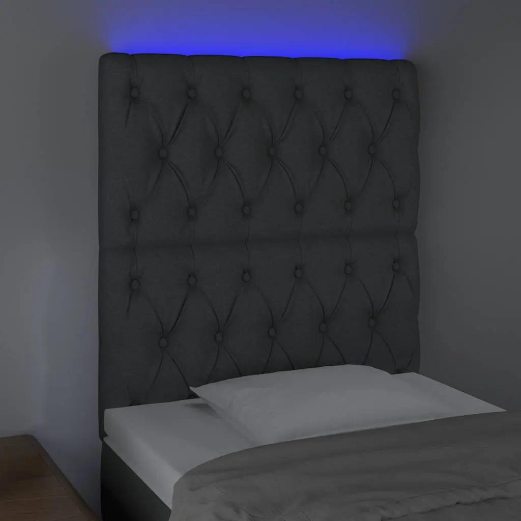 LED Headboard 80cm Dark Grey for Reading and Relaxing