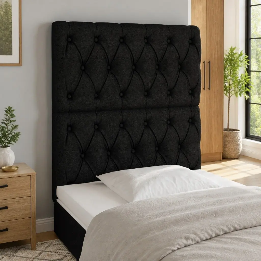 LED Headboard 80cm Black Fabric Bed Back Support Modern Bedroom Adjustable