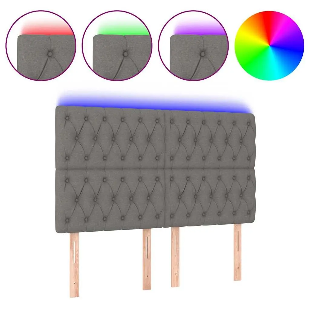 LED Headboard Adjustable Height Modern Grey Fabric 160cm Bedroom Bed Back Support