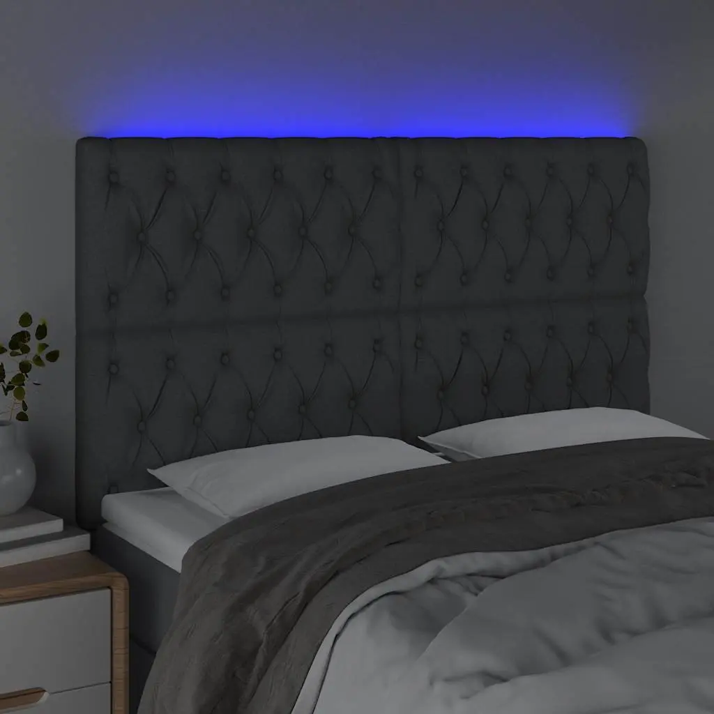 LED Headboard Adjustable Height Modern Grey Fabric 160cm Bedroom Bed Back Support