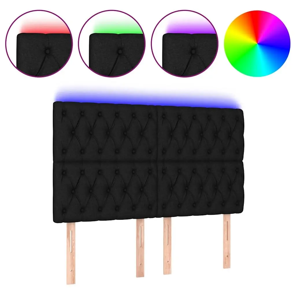 LED Headboard Fabric 160 cm Black Adjustable Height Back Support