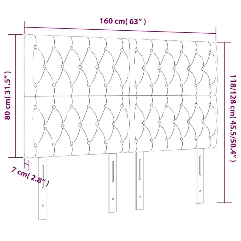 LED Headboard Fabric 160 cm Black Adjustable Height Back Support
