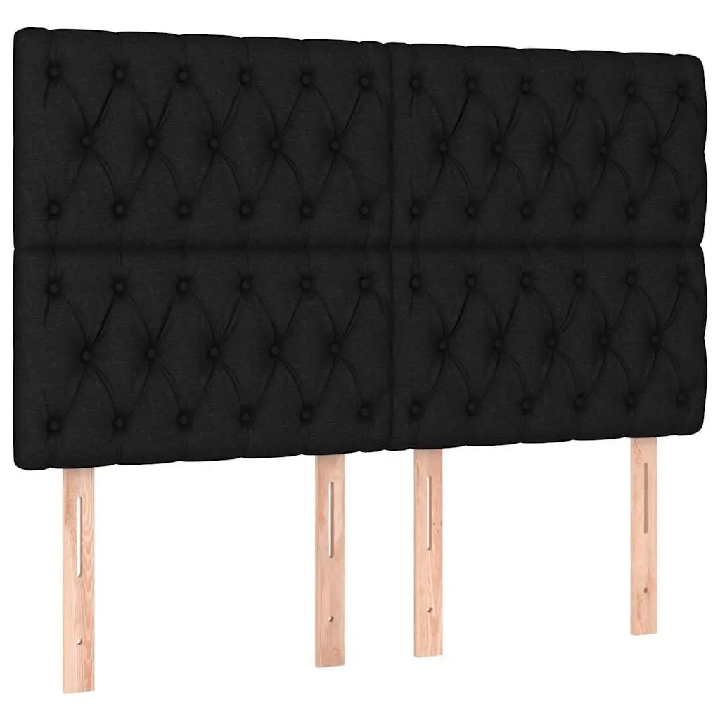 LED Headboard Fabric 160 cm Black Adjustable Height Back Support