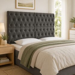 LED Headboard 160 cm Grey Velvet Padded Bed Backrest with Adjustable Colourful
