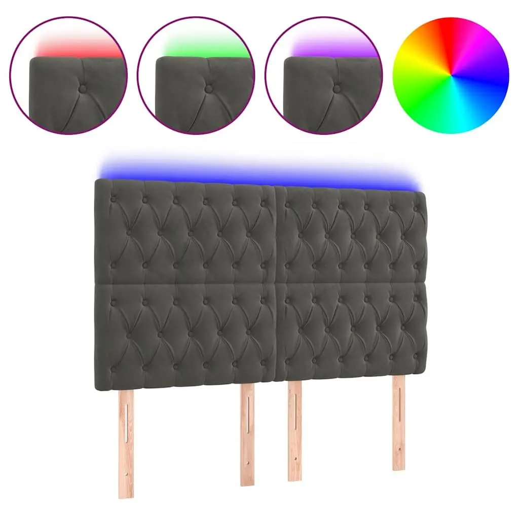 LED Headboard Velvet 160 cm Grey Padded Backrest with Adjustable Colourful Lighting