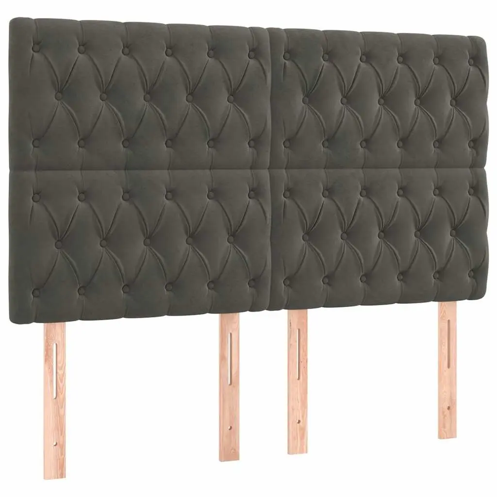 LED Headboard Velvet 160 cm Grey Padded Backrest with Adjustable Colourful Lighting