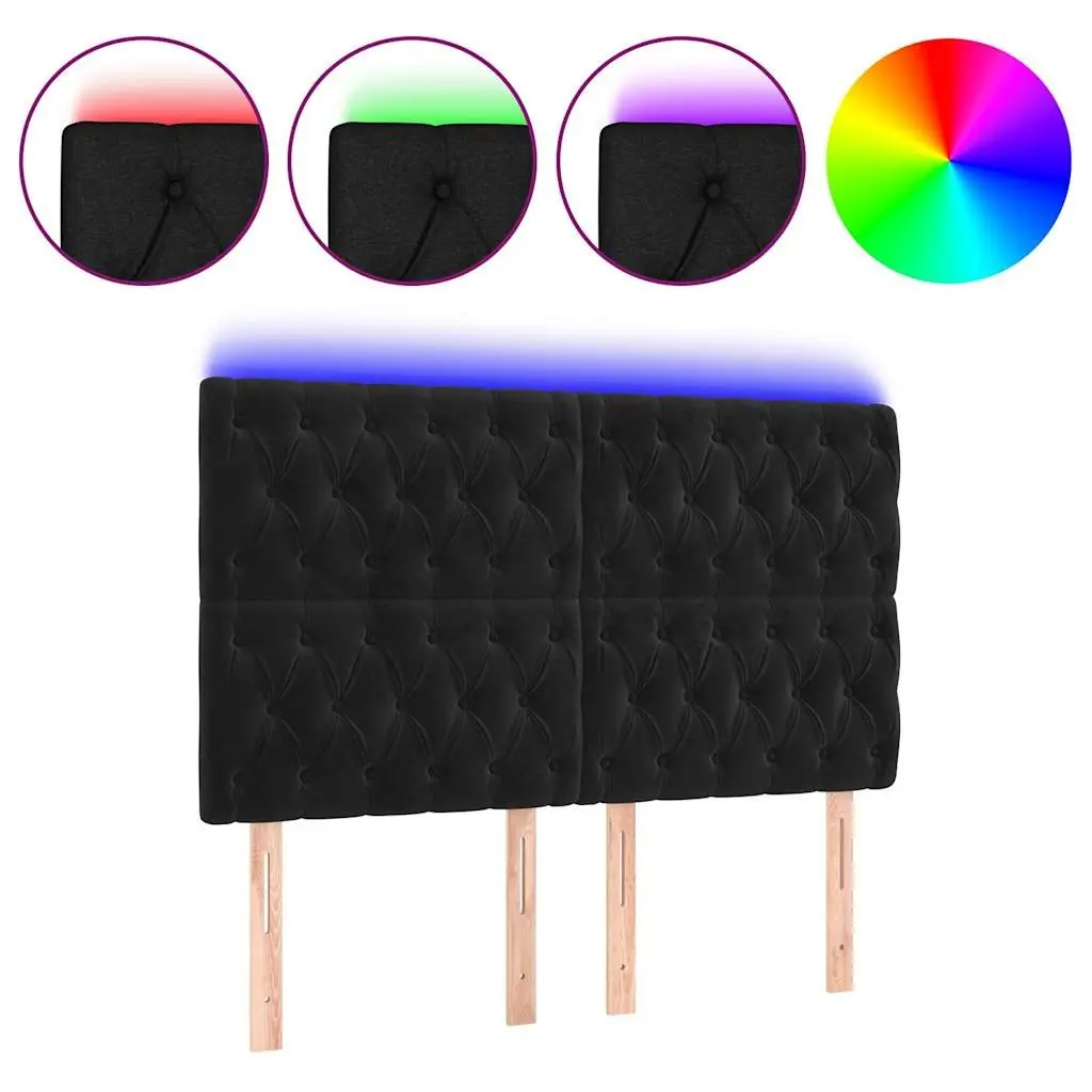 LED Headboard Velvet 160 cm Black Modern Bedroom Furniture