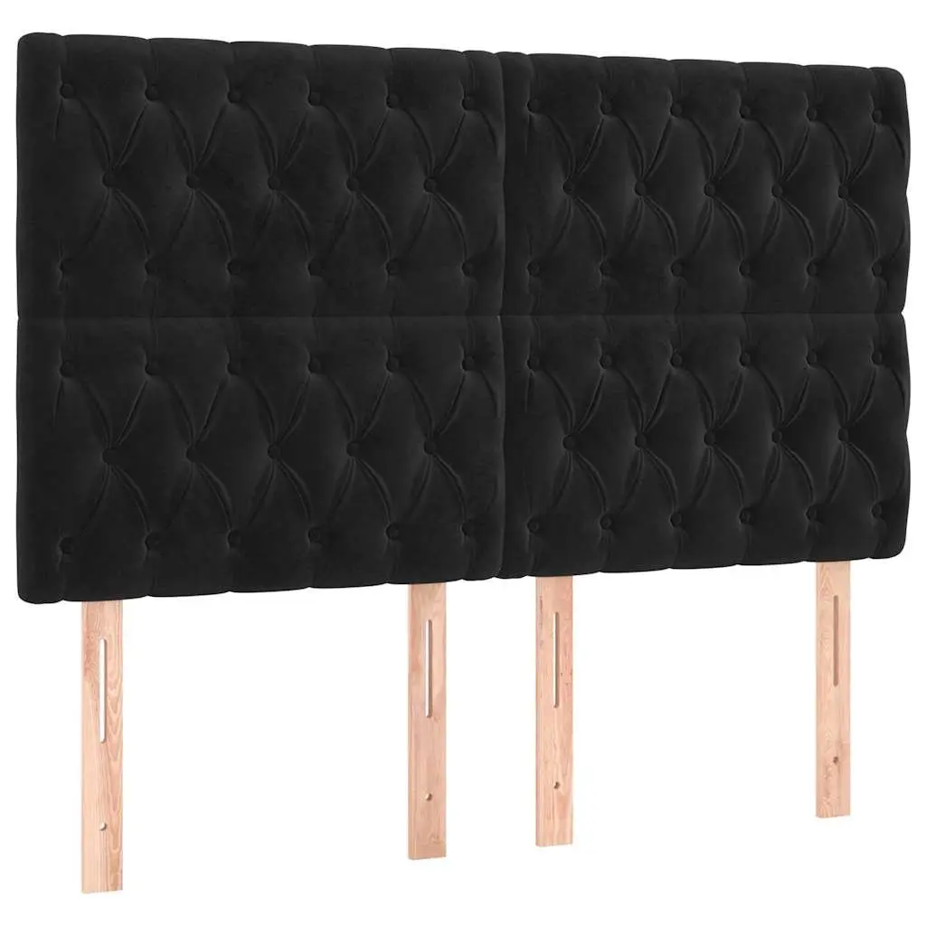 LED Headboard Velvet 160 cm Black Modern Bedroom Furniture