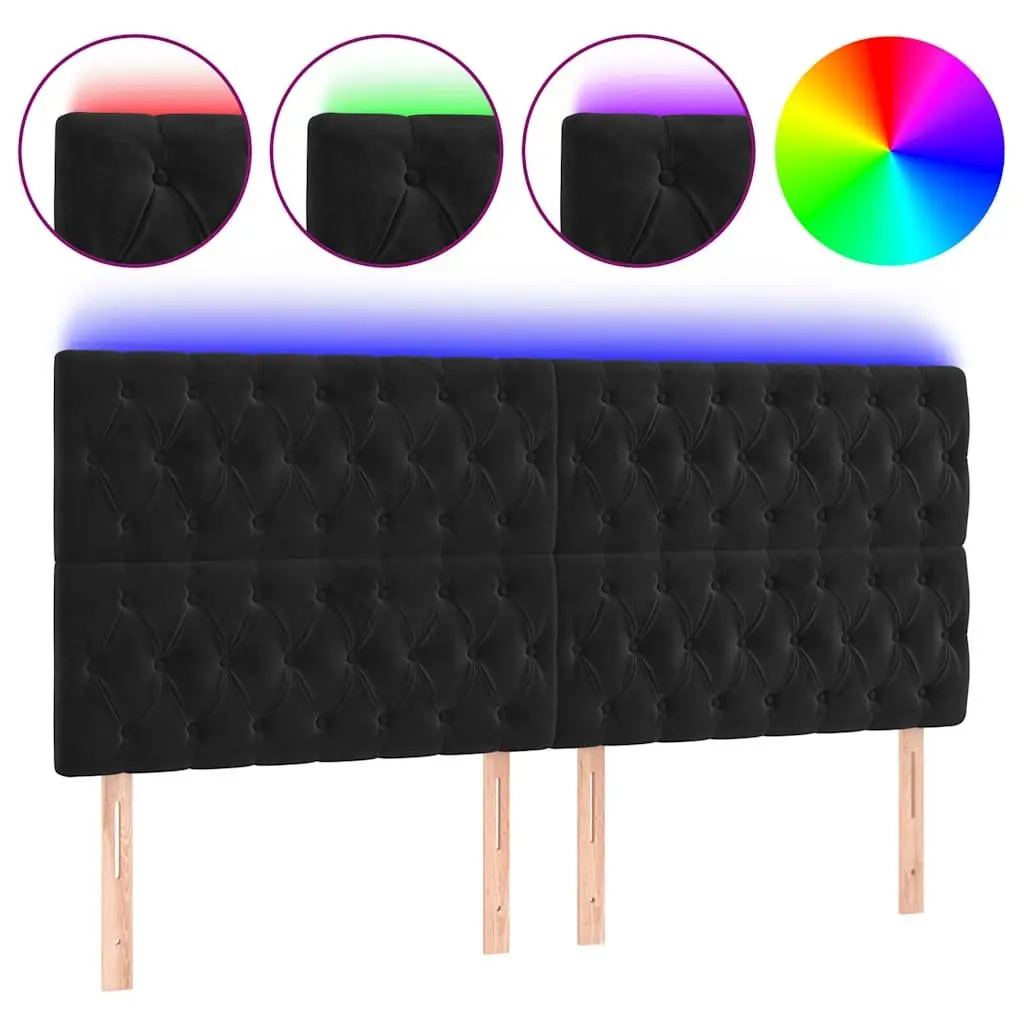 LED Headboard 200cm Black Velvet Bed Backrest Modern Bedroom Furniture