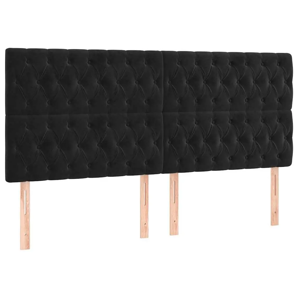 LED Headboard 200cm Black Velvet Bed Backrest Modern Bedroom Furniture