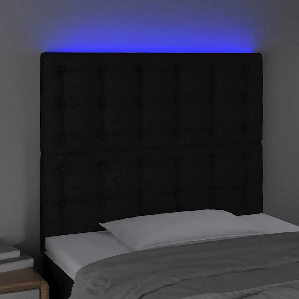 LED Headboard Black 80cm Fabric Bed Backrest with Adjustable Height Modern
