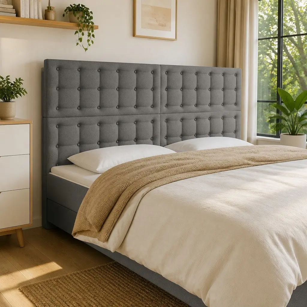 LED Headboard Fabric 160cm Dark Grey Adjustable Height Bedroom Backrest