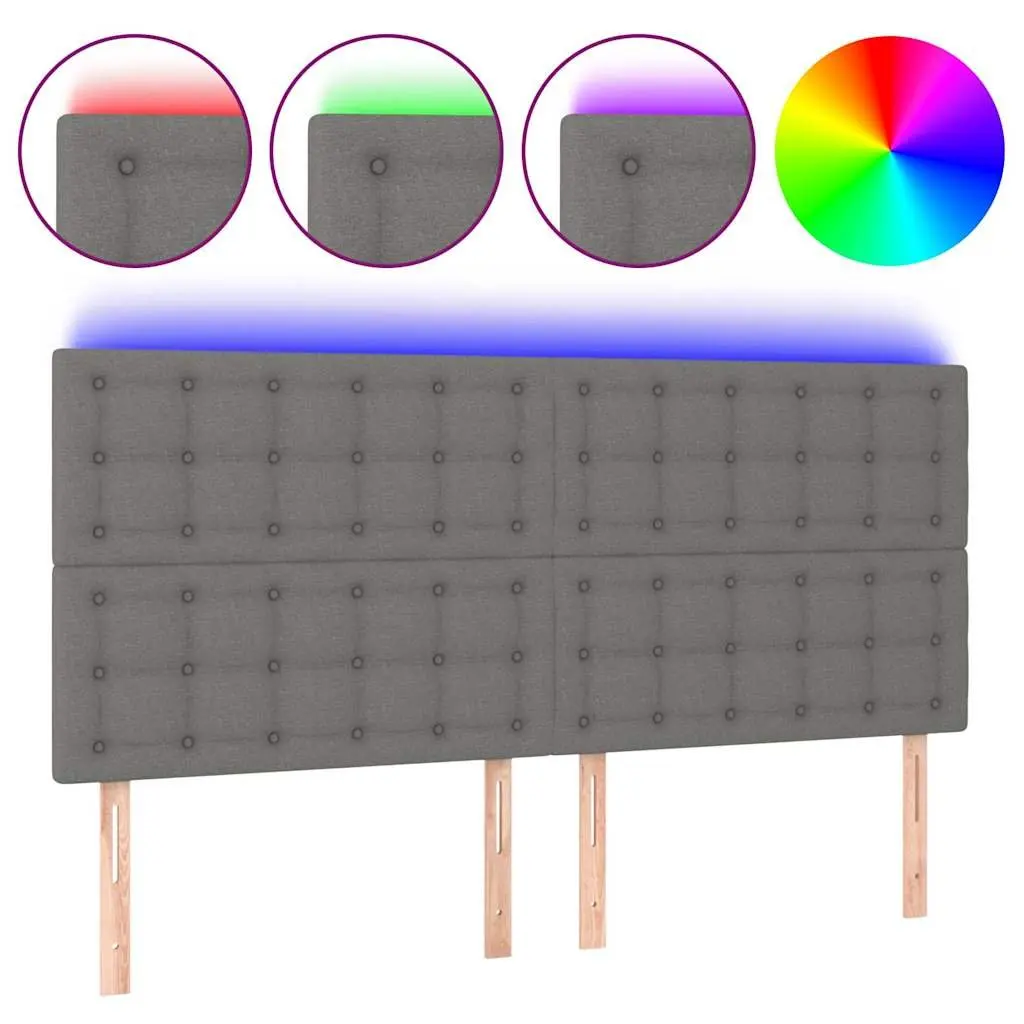 LED Headboard Fabric 160cm Dark Grey Adjustable Height Bedroom Backrest