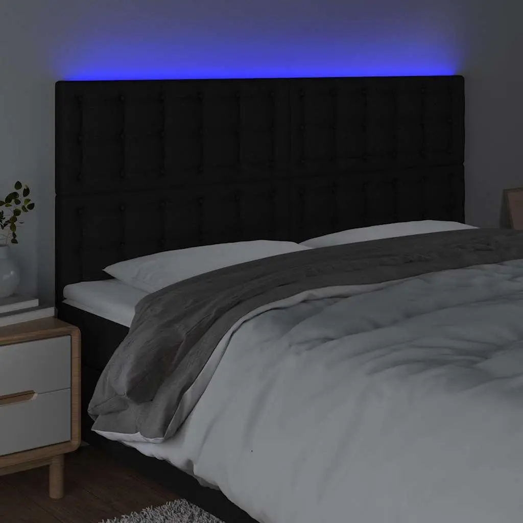 Black Fabric LED Headboard 160cm Adjustable Height Wall Mount Bedroom