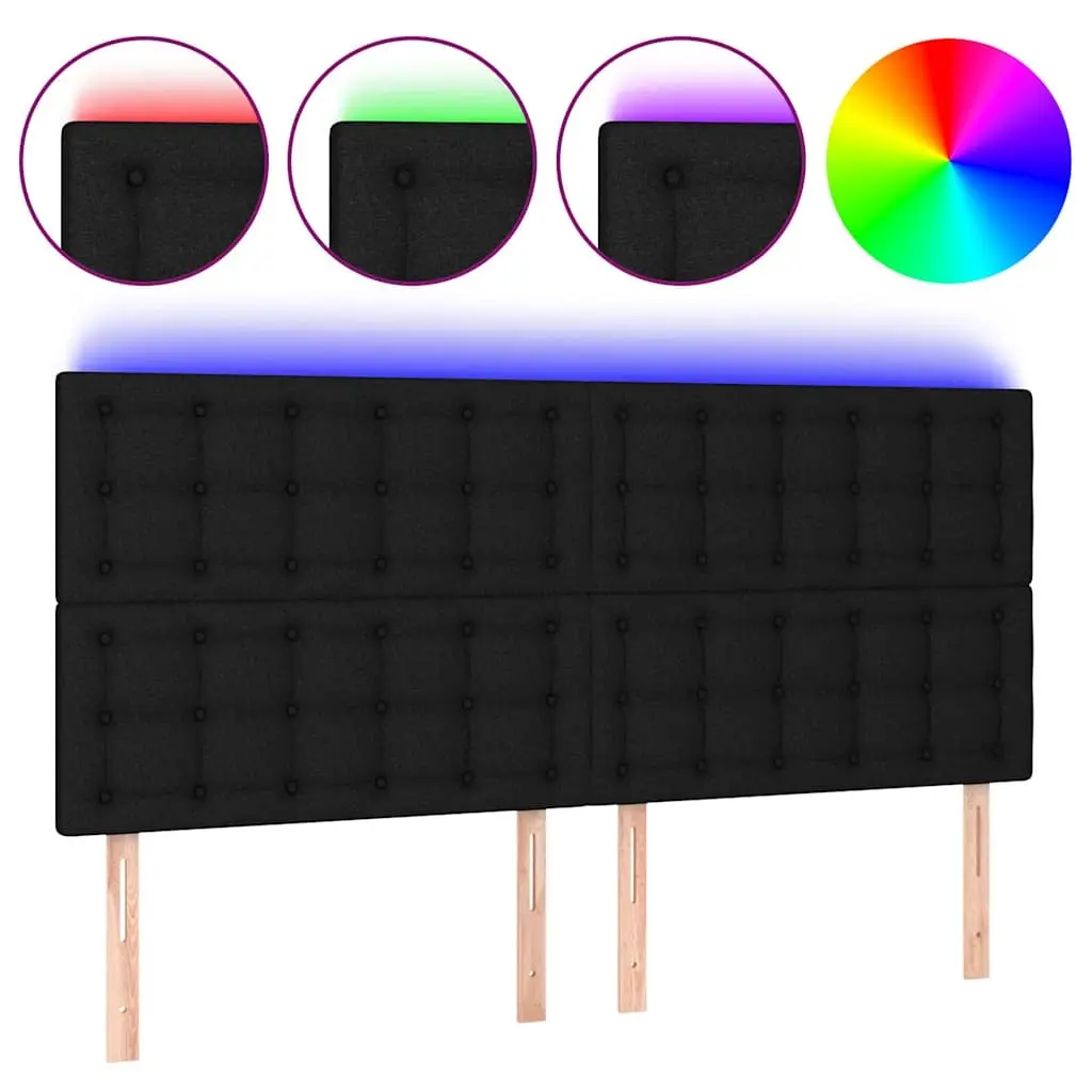LED Headboard Black 200cm Fabric Bedroom Bed Head Rest with Adjustable Height
