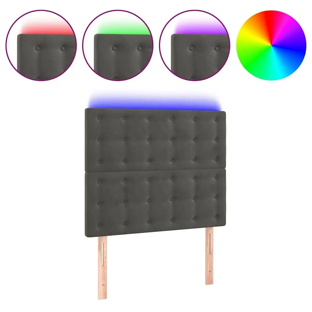 LED Headboard Velvet 80cm Grey Modern Bedroom Furniture