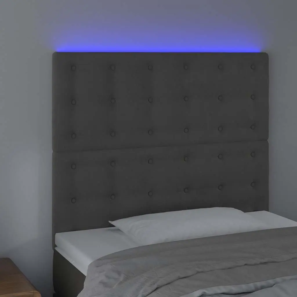 LED Headboard Velvet 80cm Grey Modern Bedroom Furniture