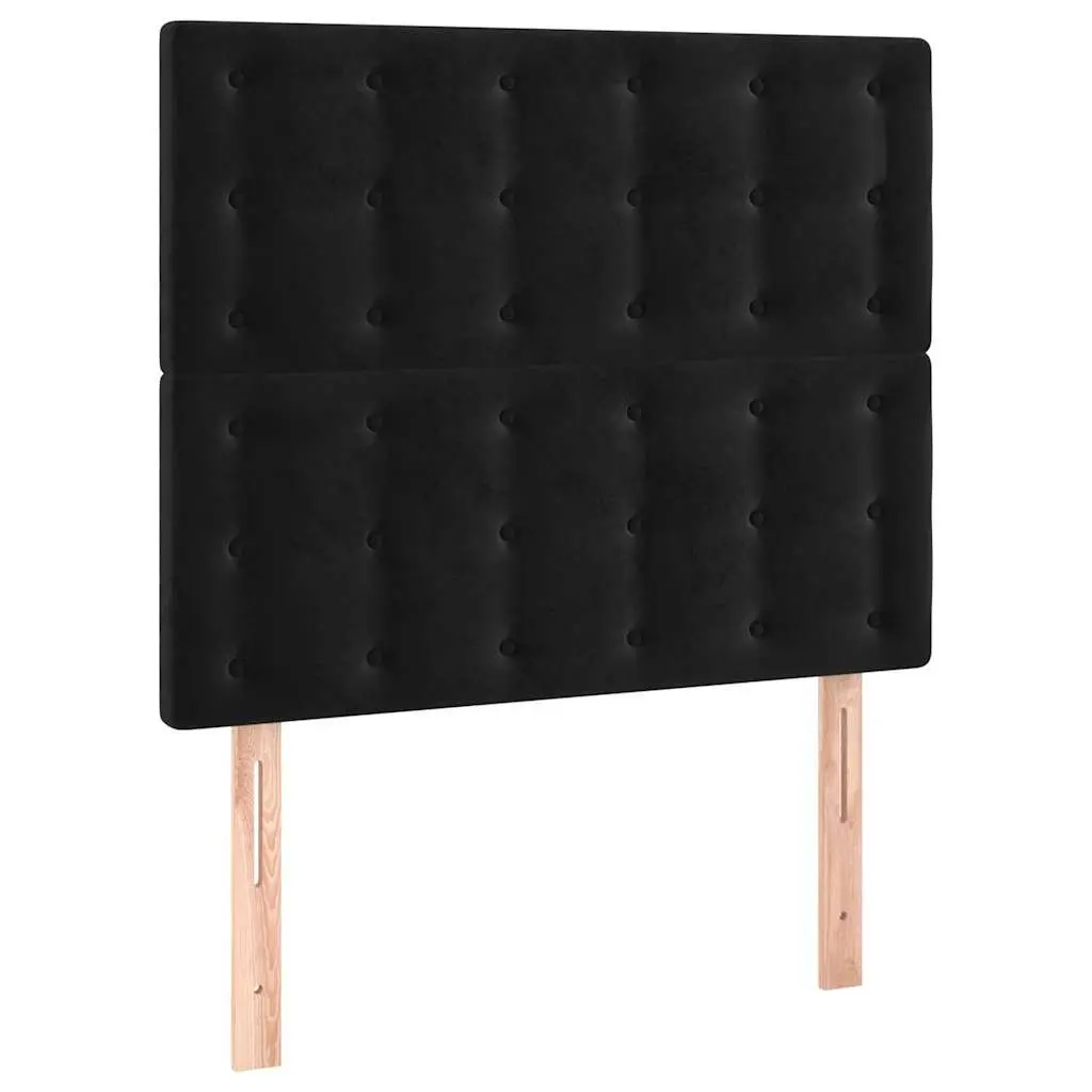 LED Headboard Velvet 80 cm Black Upholstered Bed Wall Panel Modern Bedroom