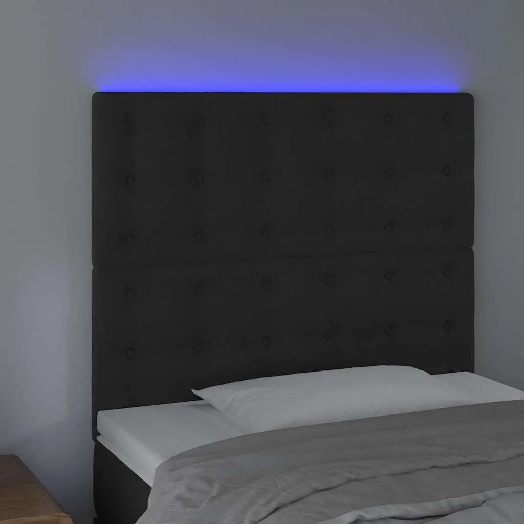 LED Headboard Velvet Black 100cm Bedroom Wall Panel Adjustable Height with Colourful Lighting
