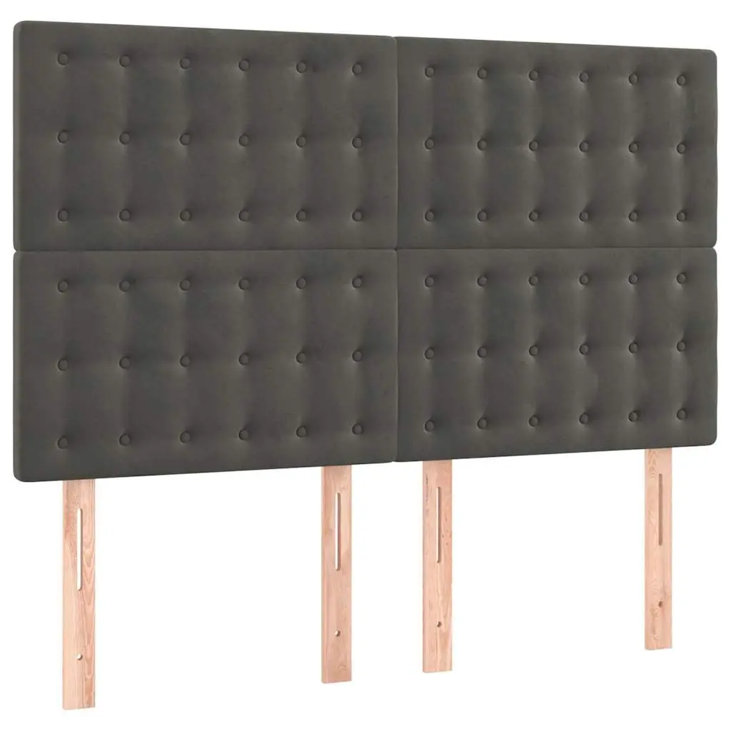 LED Headboard Dark Grey 144cm Velvet Bed Backrest with Adjustable Height