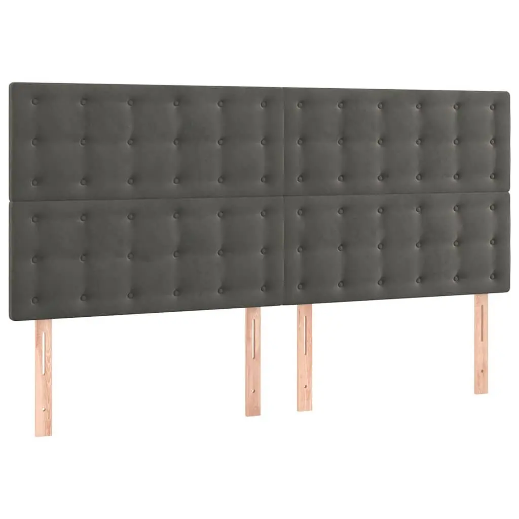 LED Headboard 160 cm Grey Velvet Bed Cushion Modern Bedroom Furniture
