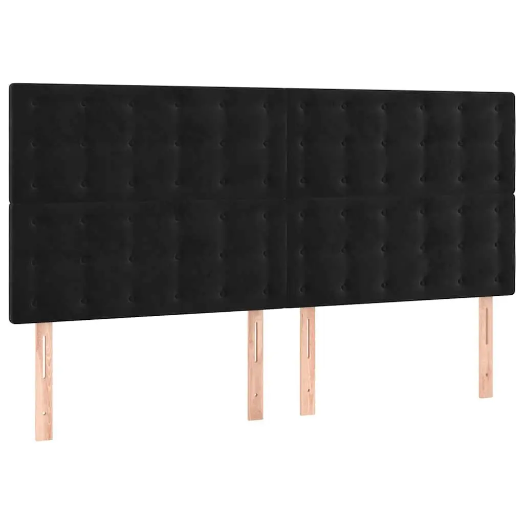LED Headboard Modern Wall Panel 160cm Adjustable Height Black Velvet with Colorful LED Lighting