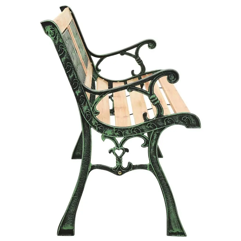 Garden Bench Solid Wood 122cm Green with Cast Iron Legs