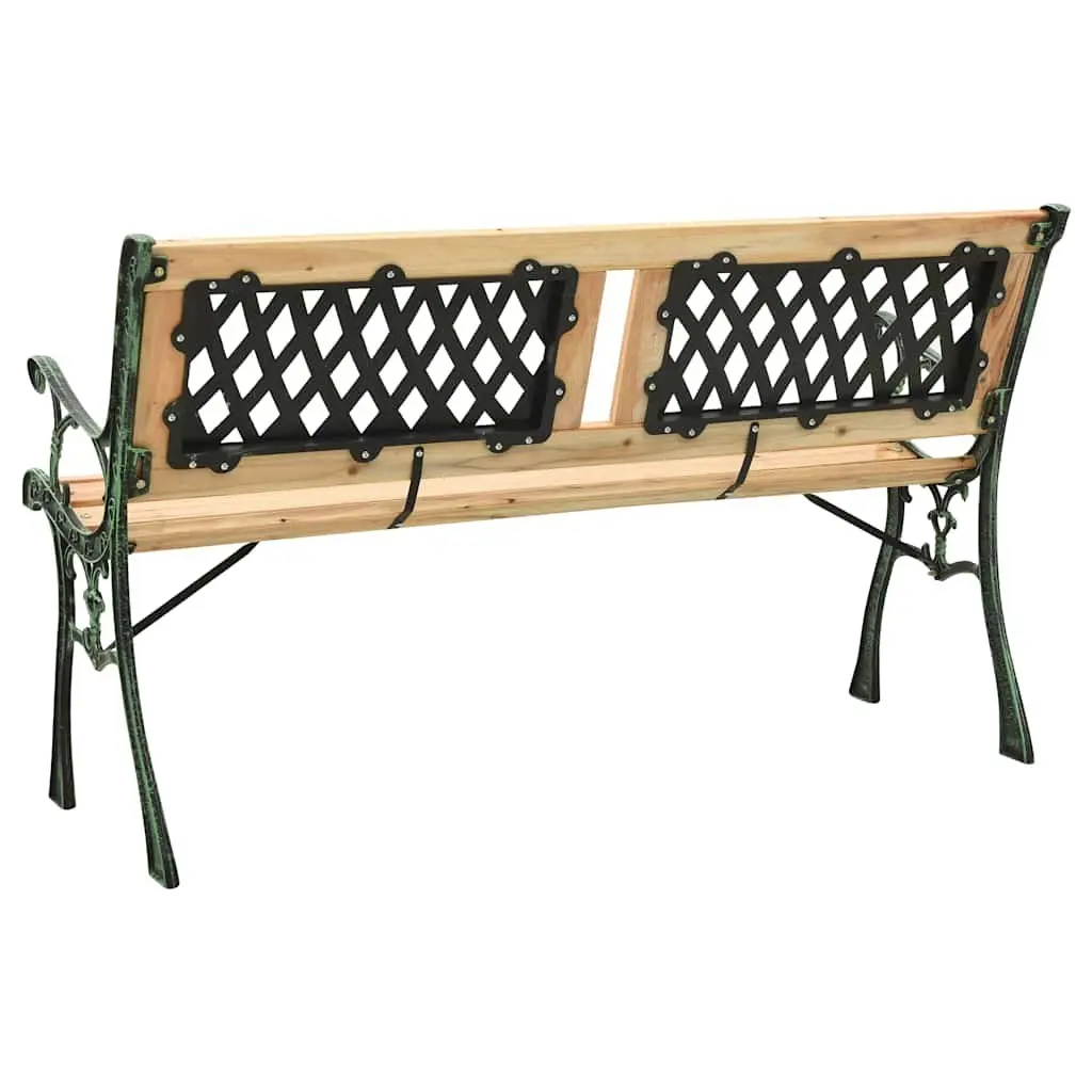 Garden Bench Solid Wood 122cm Green with Cast Iron Legs