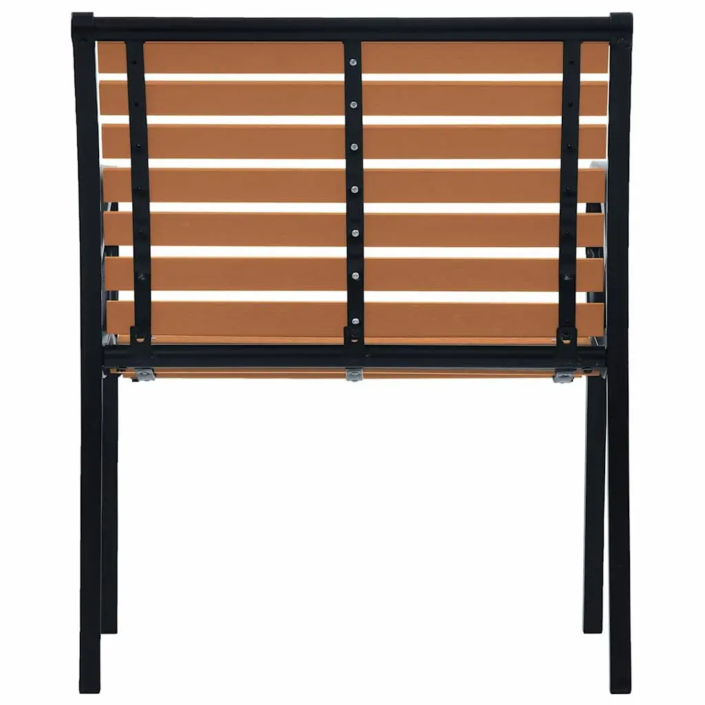Outdoor Chairs Steel WPC Black 2 Piece Stackable Garden Seating