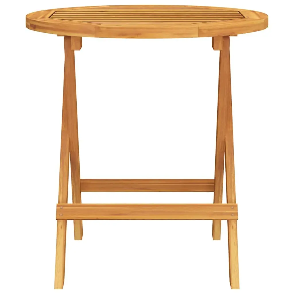 Round Coffee Side Table Solid Acacia Wood 46cm Height 47cm Brown Indoor Outdoor Bistro Table