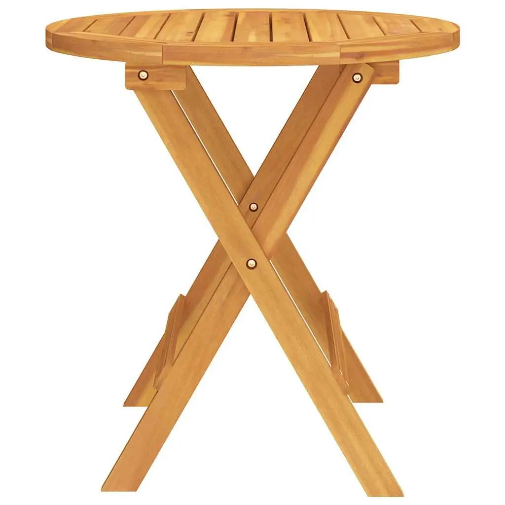 Round Coffee Side Table Solid Acacia Wood 46cm Height 47cm Brown Indoor Outdoor Bistro Table