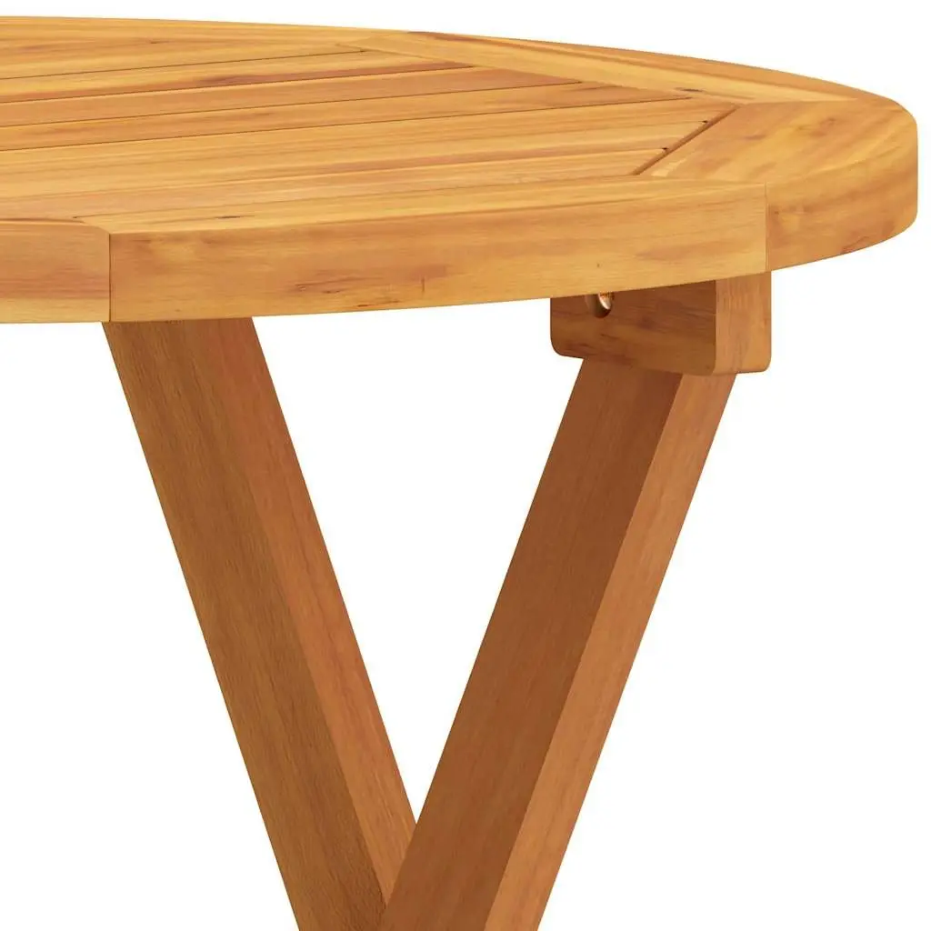 Round Coffee Side Table Solid Acacia Wood 46cm Height 47cm Brown Indoor Outdoor Bistro Table
