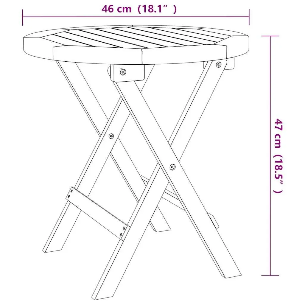 Round Coffee Side Table Solid Acacia Wood 46cm Height 47cm Brown Indoor Outdoor Bistro Table