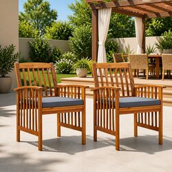 Practical Outdoor Chairs for Your Garden – 2 pcs with Cushions