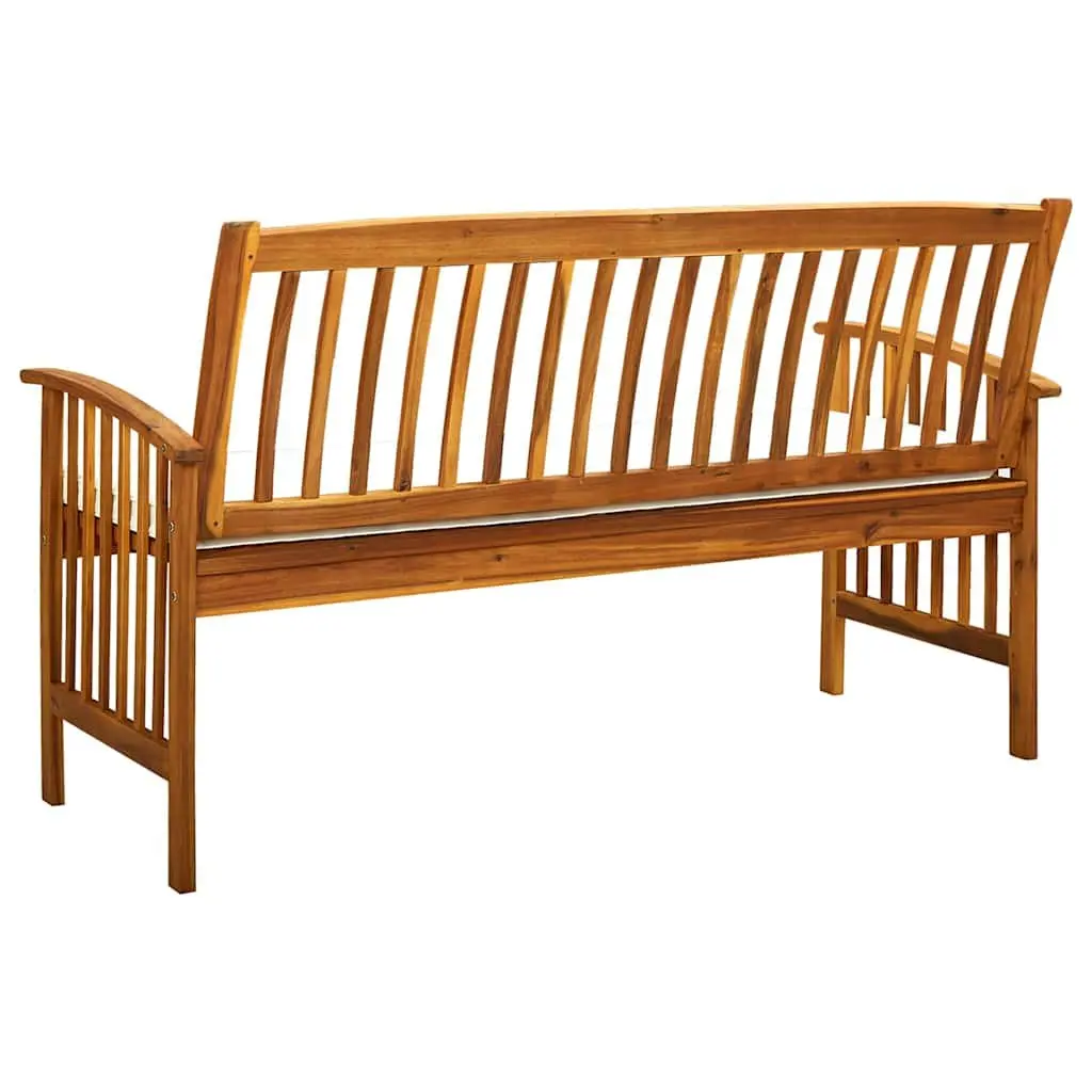 Garden Bench Acacia Wood 147cm Outdoor Patio Seat with Cushion