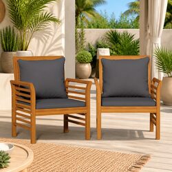 Acacia Wood Outdoor Chairs for Garden and Patio - Set of 2