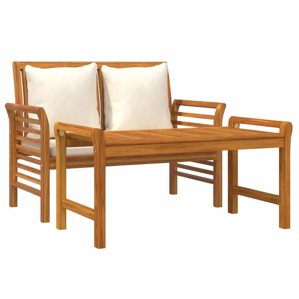 Garden Lounge Set 2 Piece Outdoor Furniture with Cushions Solid Wood Brown
