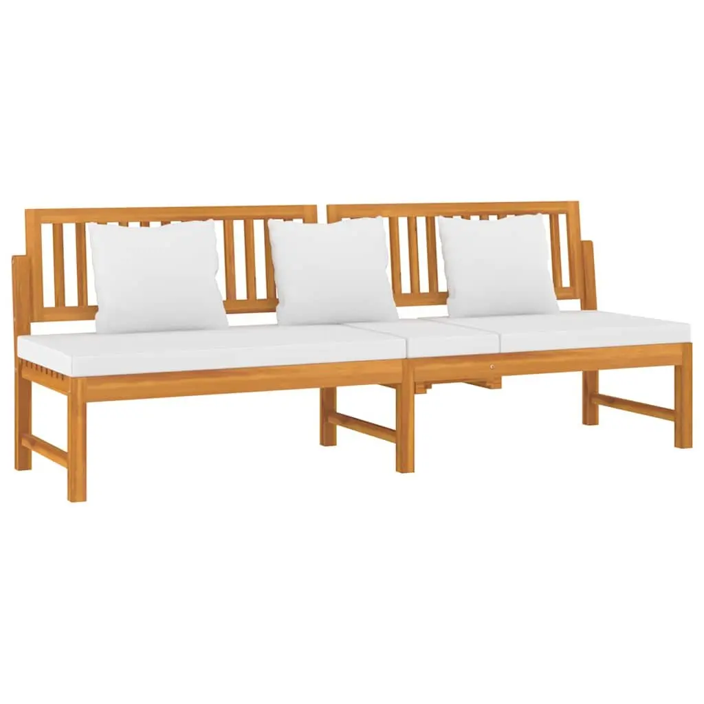 Wooden Day Bed Acacia Sofa Bench 200cm Brown with Cream Cushion