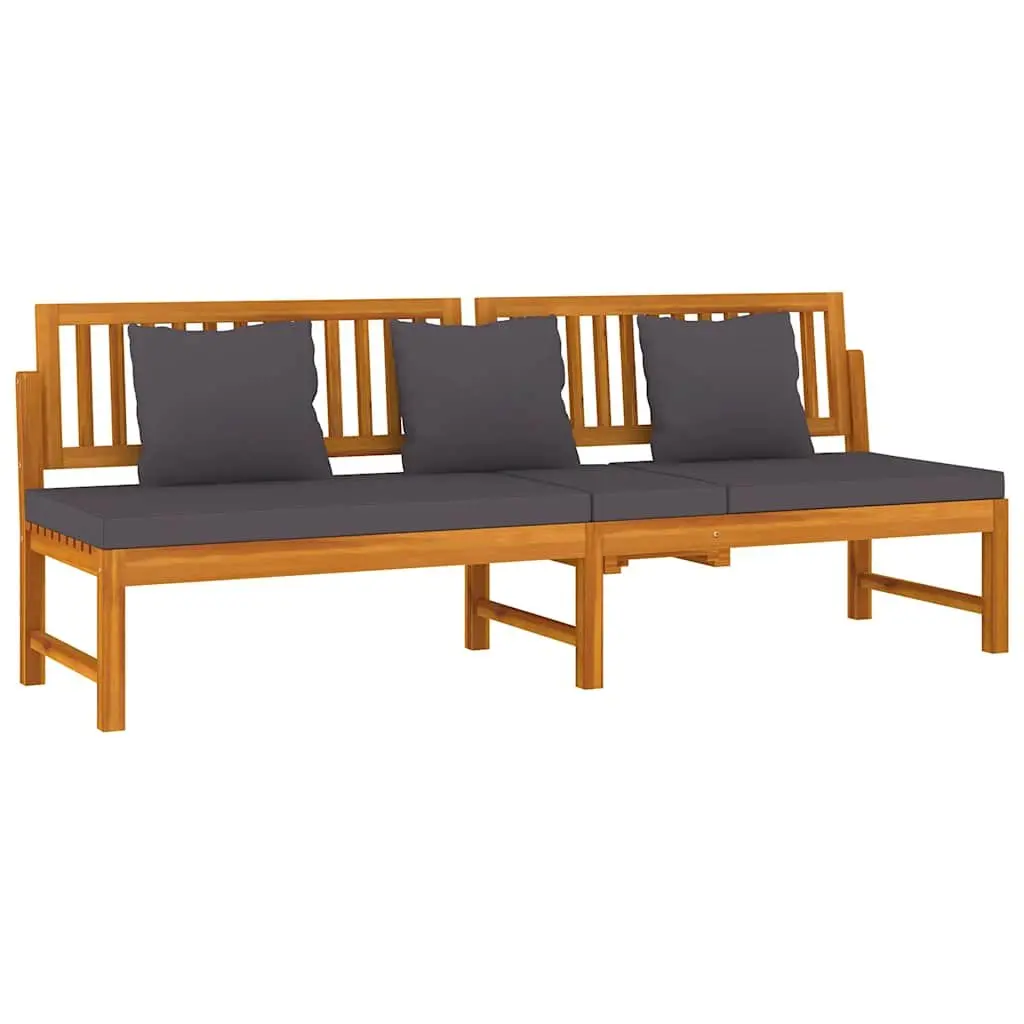 Outdoor Day Bed Solid Acacia Wood Brown with Grey Cushion
