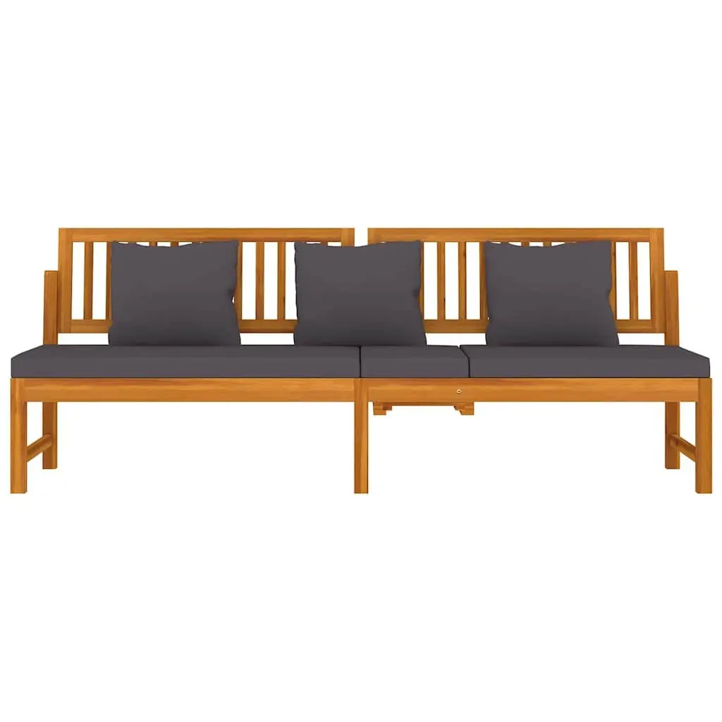 Outdoor Day Bed Solid Acacia Wood Brown with Grey Cushion
