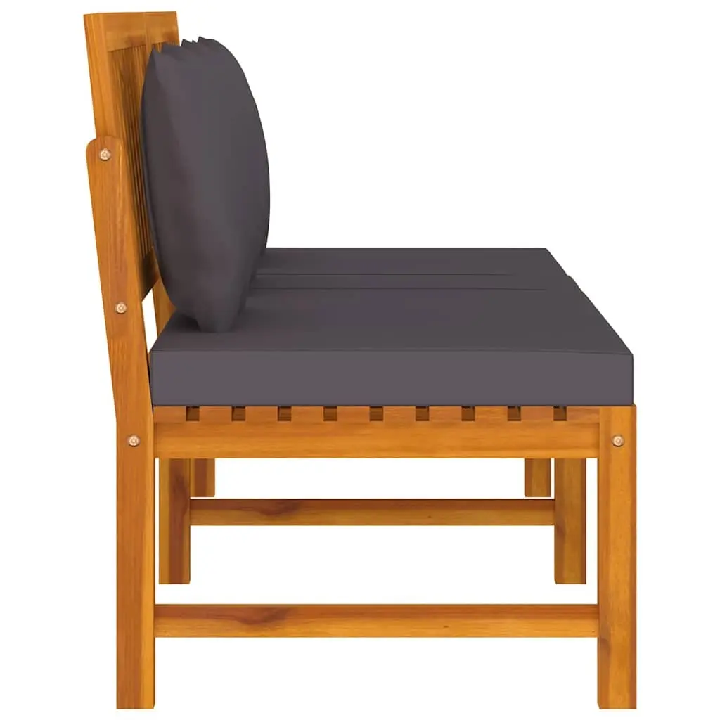 Outdoor Day Bed Solid Acacia Wood Brown with Grey Cushion