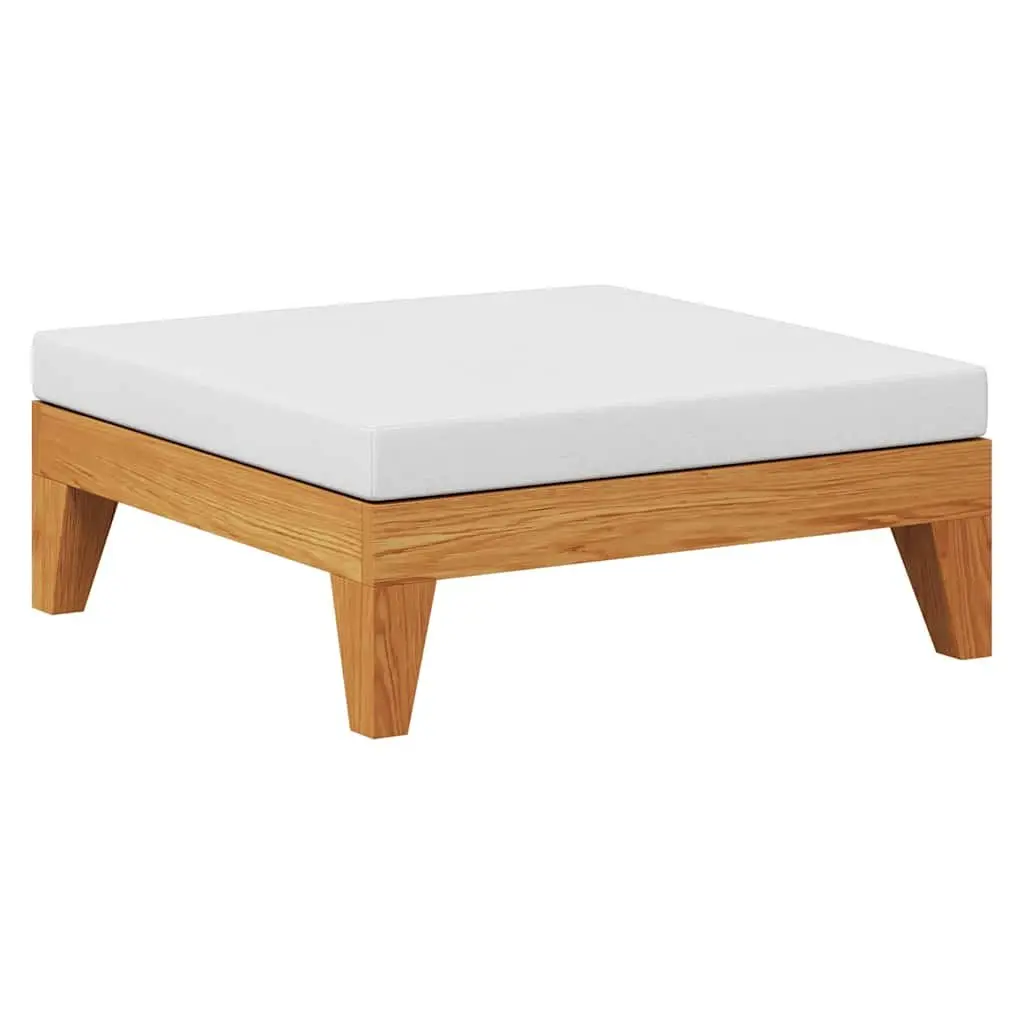 Outdoor Sectional Footrest Ottoman with Cushion Solid Wood Lounge Garden Patio